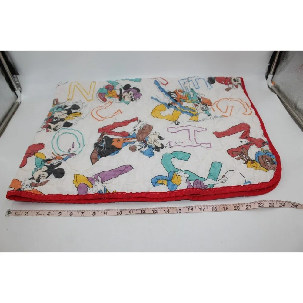 Vintage Walt Disney Mickey Mouse Baby ABC Blanket Dundee Red Alphabet Minnie